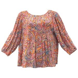 Floral And Ivy Peasant Top L